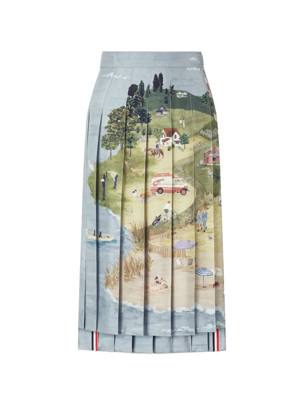 Thom Browne Nantucket scenic geplooide midi-rok Blauw