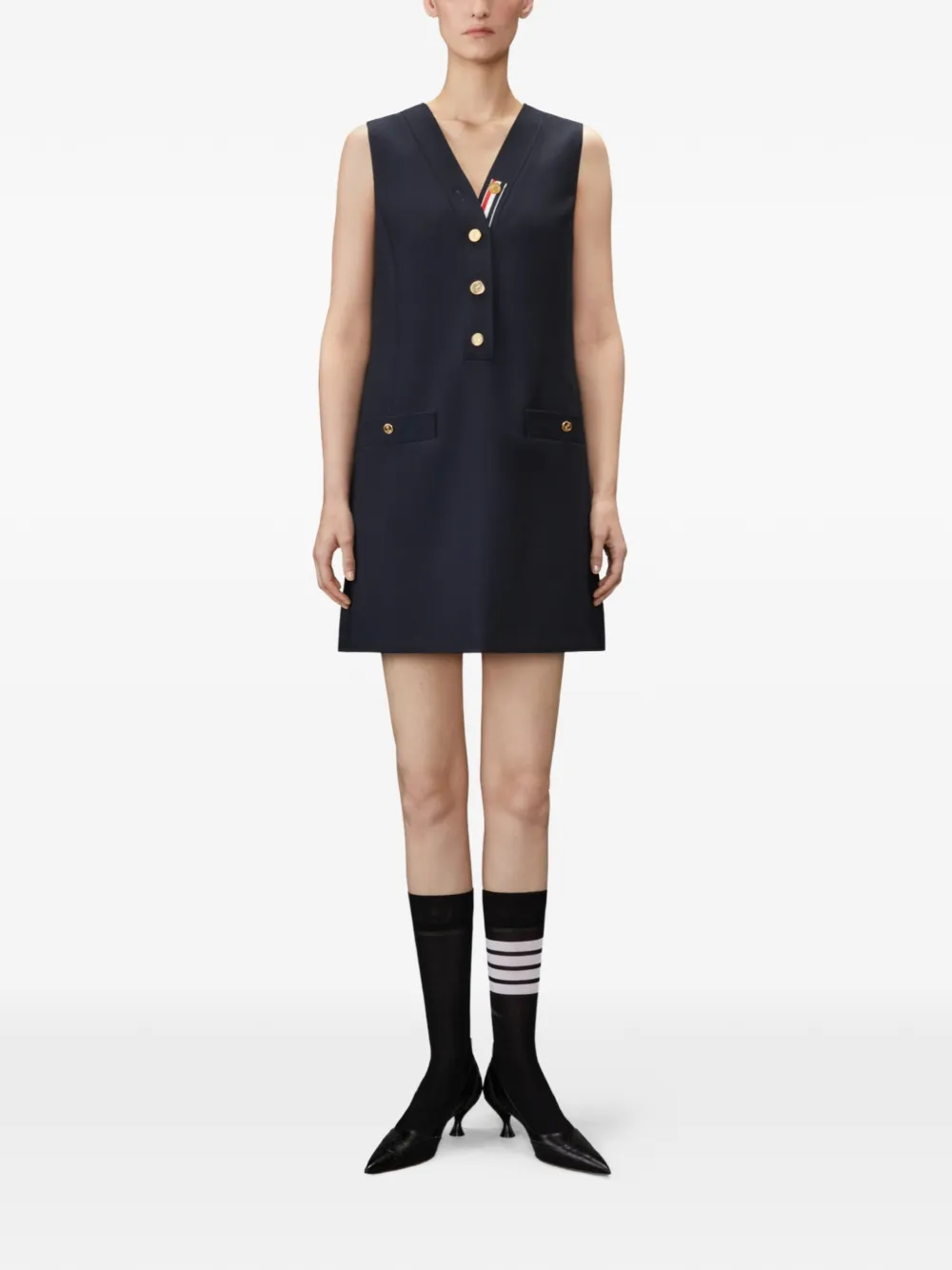 Thom Browne Hopsack wollen mini-jurk Blauw