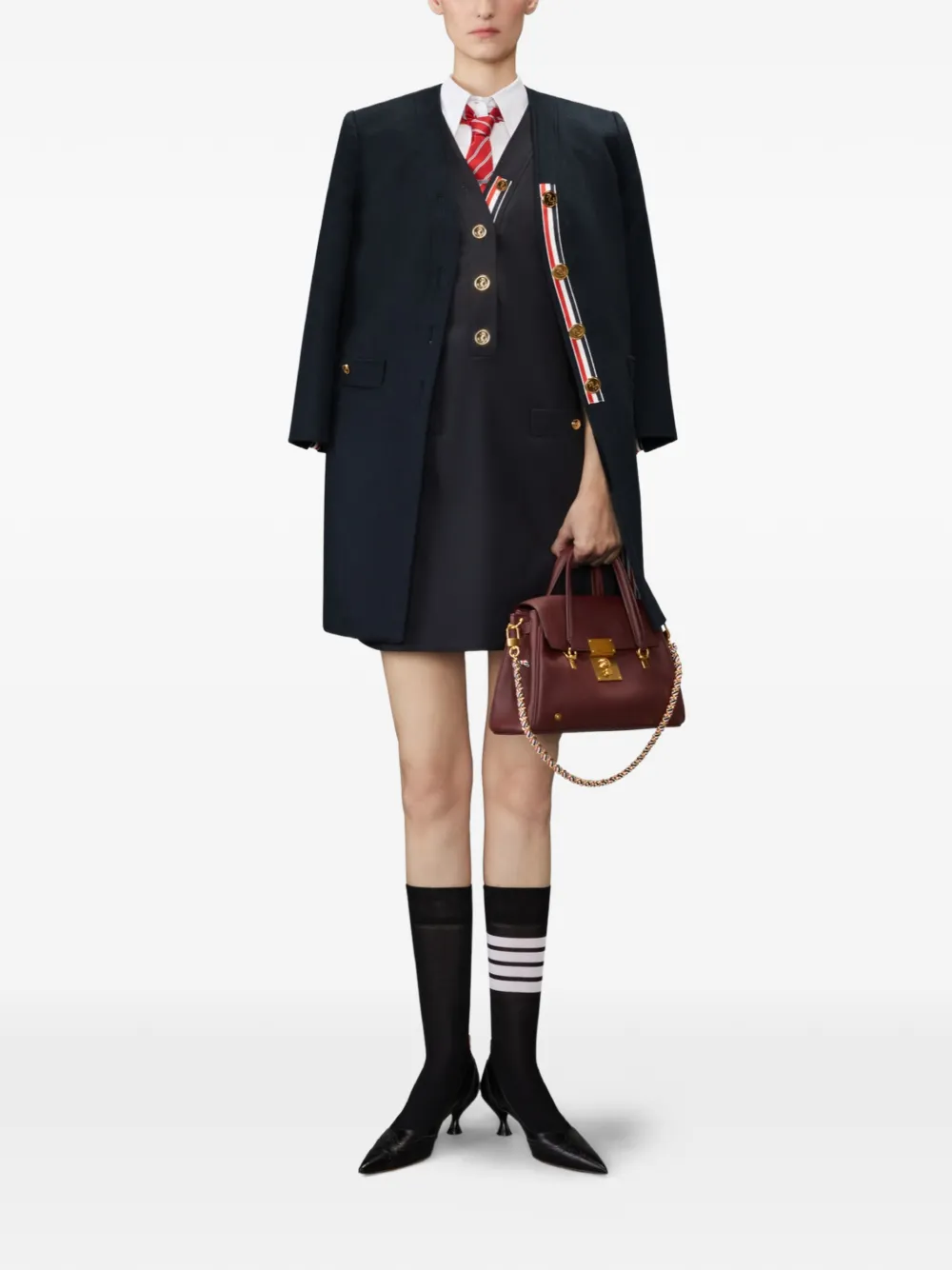 Thom Browne Hopsack wollen mini-jurk Blauw