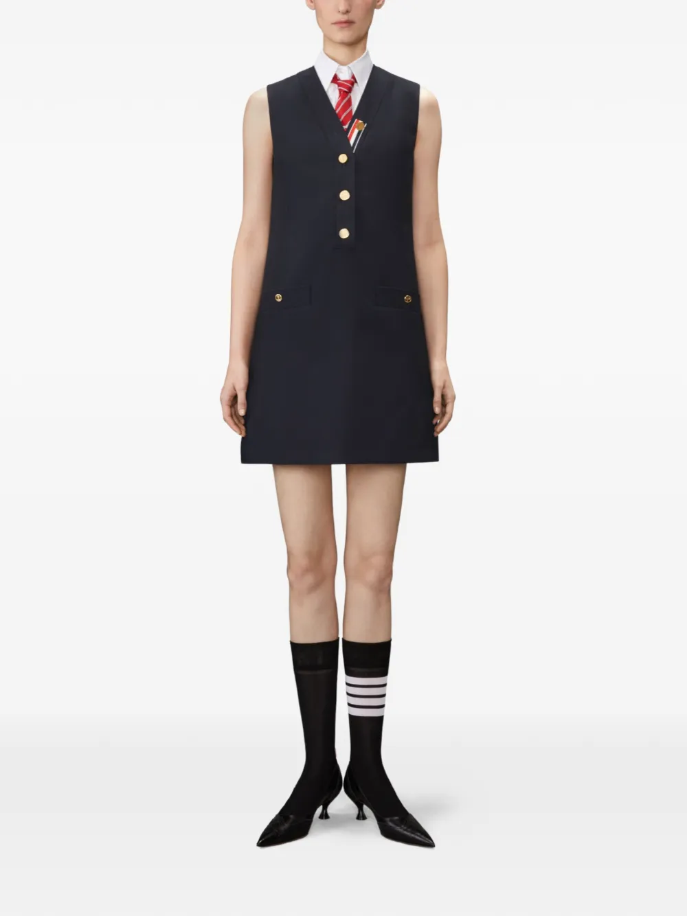 Thom Browne Hopsack wollen mini-jurk Blauw