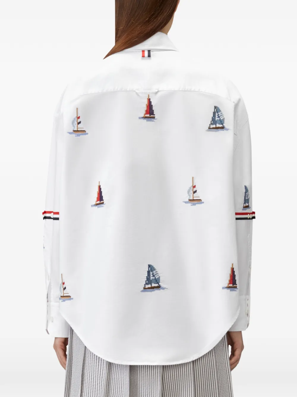 Thom Browne Sailboat blouse met stiksels Wit