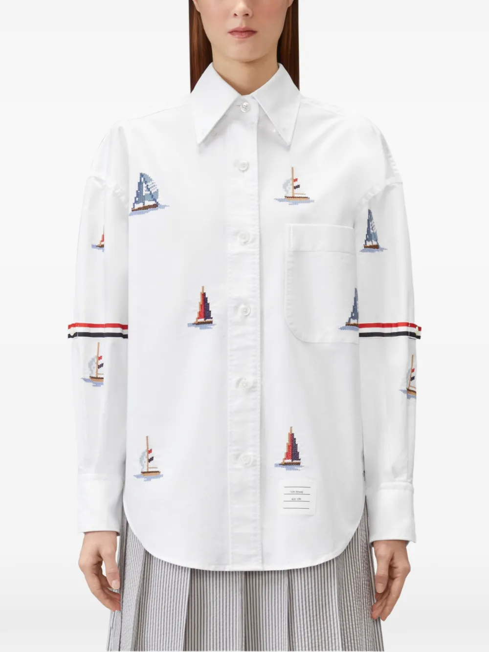 Thom Browne Sailboat blouse met stiksels Wit