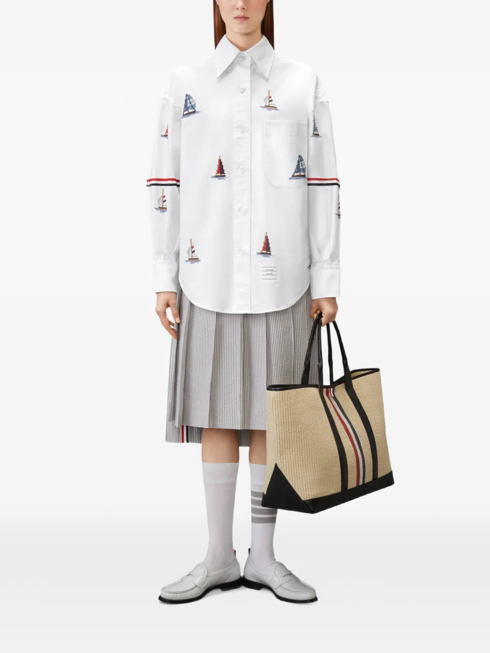 Thom Browne Sailboat blouse met stiksels Wit