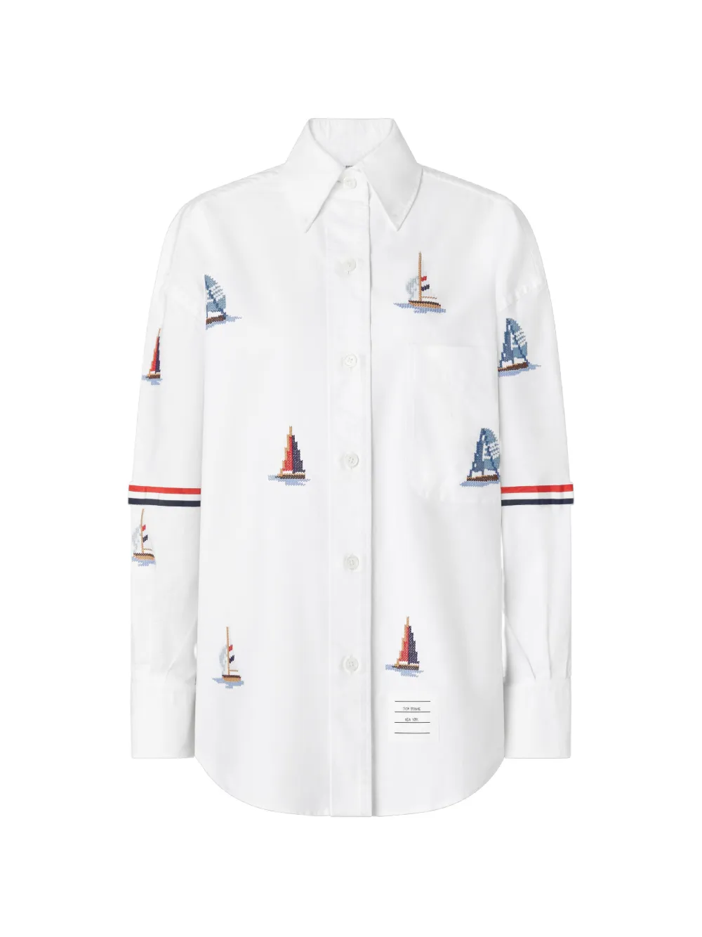 Thom Browne Sailboat stitch supersized shirt