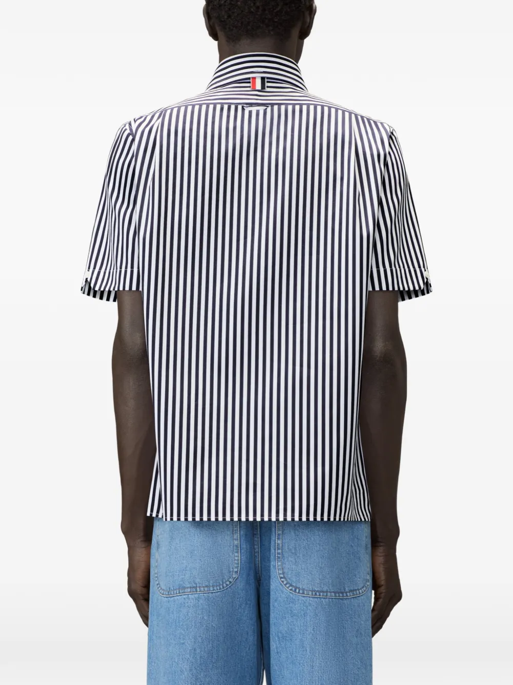 Thom Browne Gestreept overhemd met geborduurde zeilboot Blauw