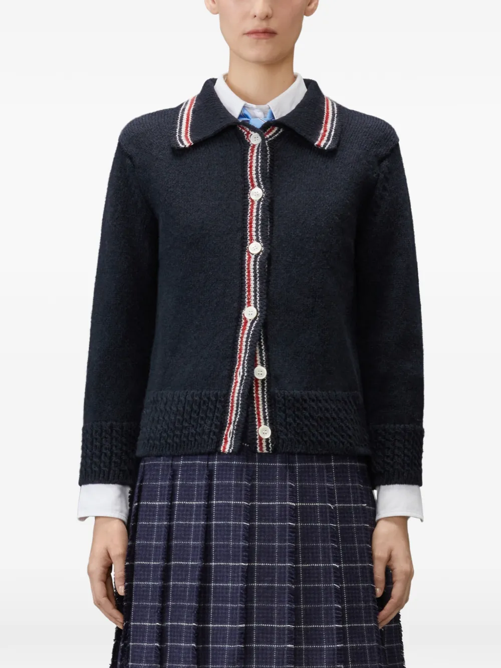 Thom Browne Hector pointelle gebreid vest Blauw