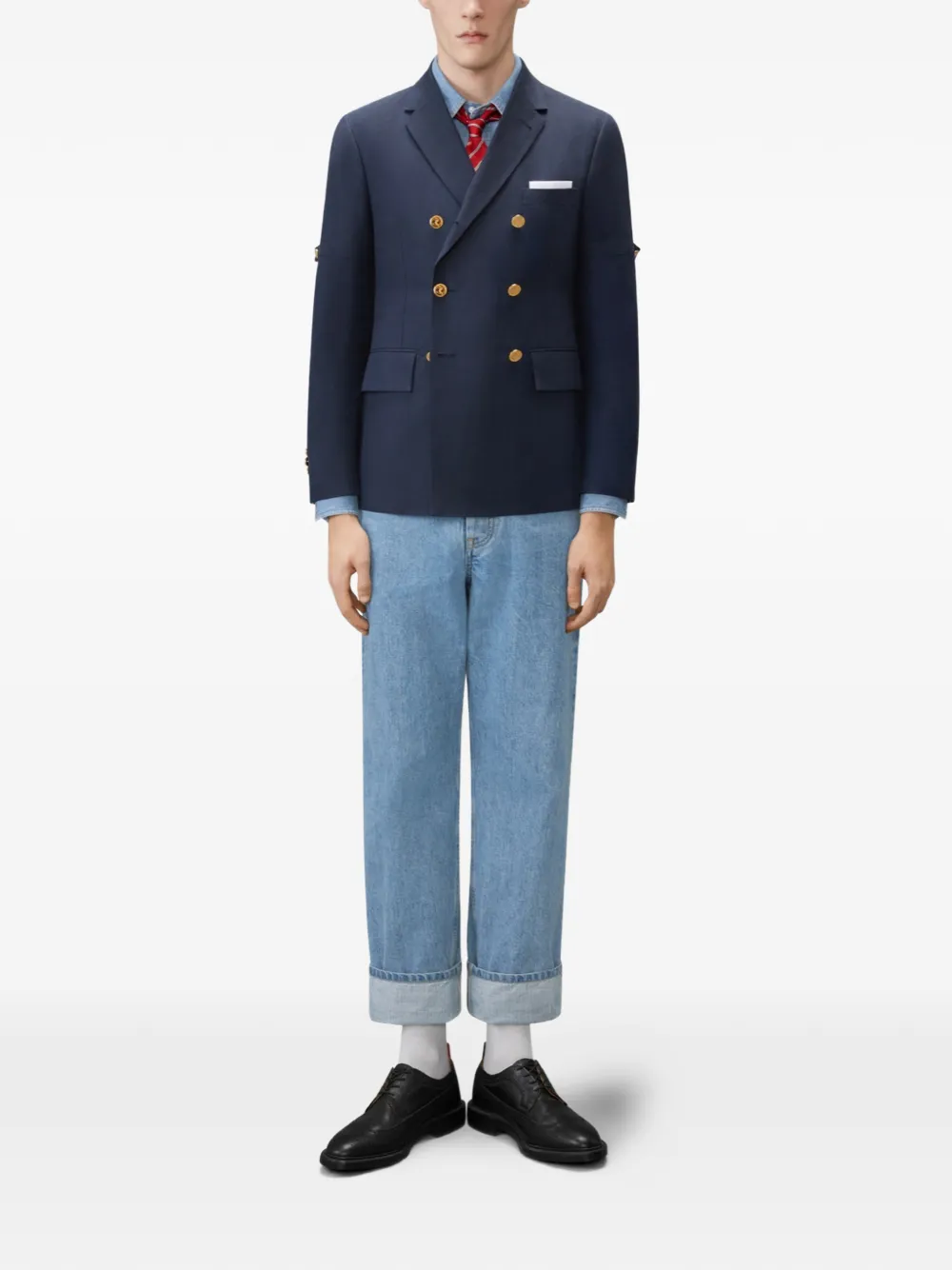 Thom Browne Denim overhemd met armband detail Blauw