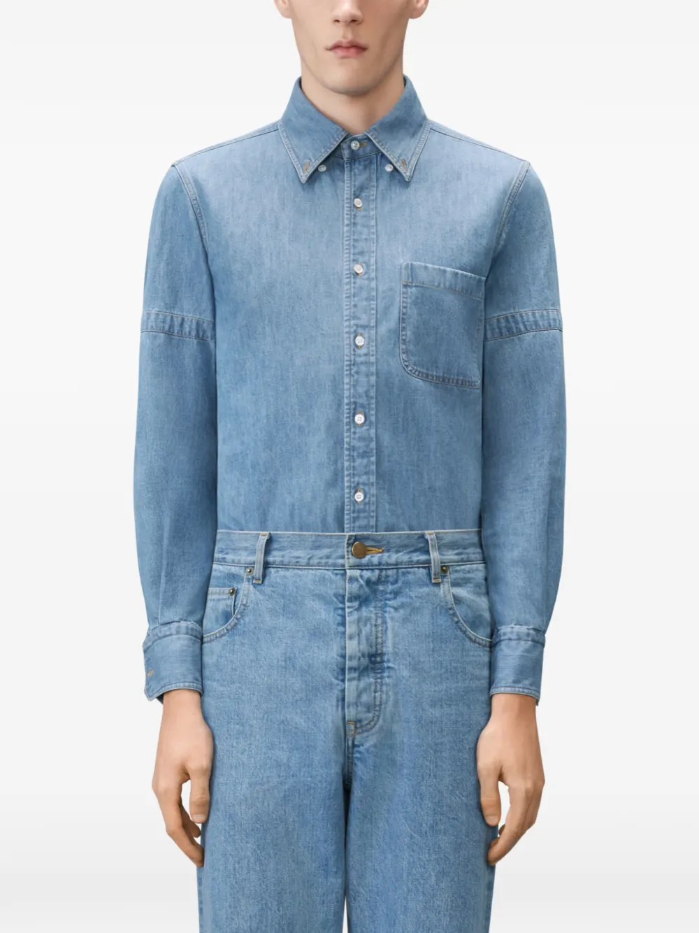 Thom Browne Denim overhemd met armband detail Blauw