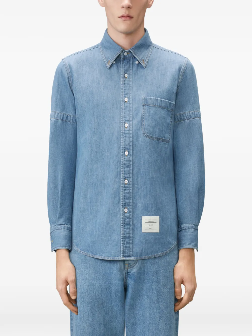 Thom Browne Denim overhemd met armband detail Blauw