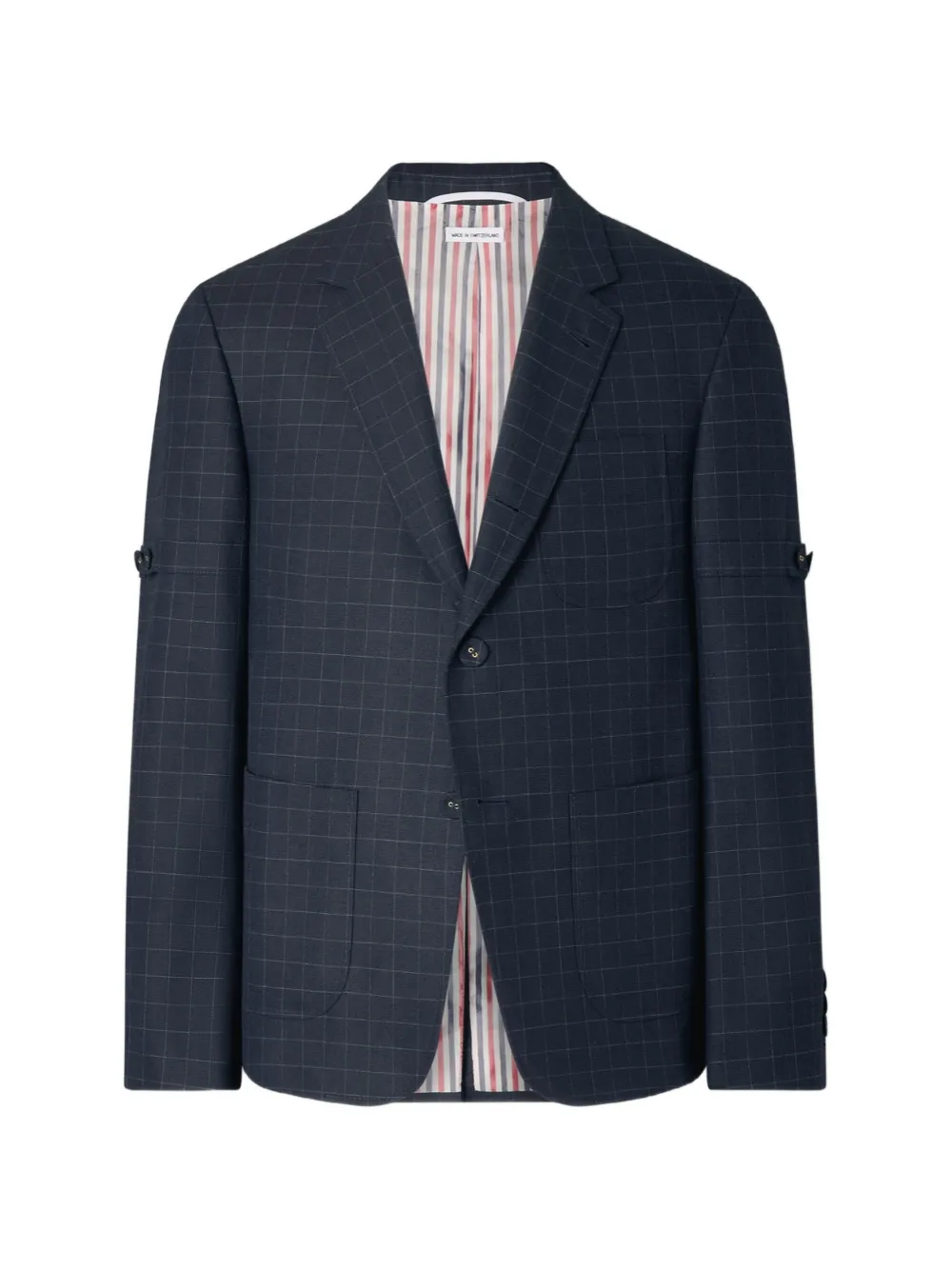 Thom Browne Windowpane Checked Blazer In Blue