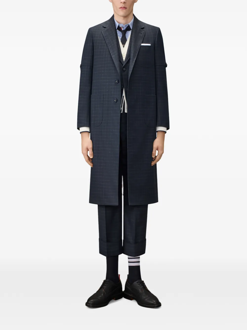 Thom Browne Geruite blazer Blauw