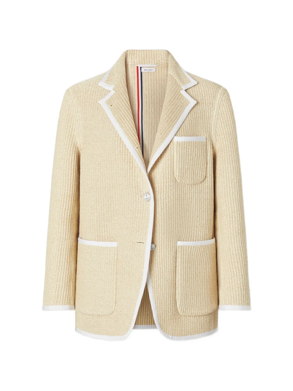 Thom Browne Gestreifter Blazer mit Raffiabast-Effekt - Nude