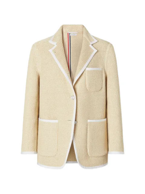Thom Browne blazer con efecto de rafia y detalle de rayas