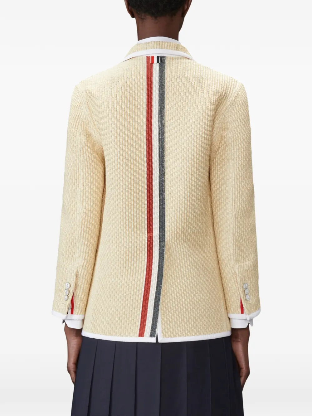 Thom Browne Blazer met streep en raffia-effect Beige