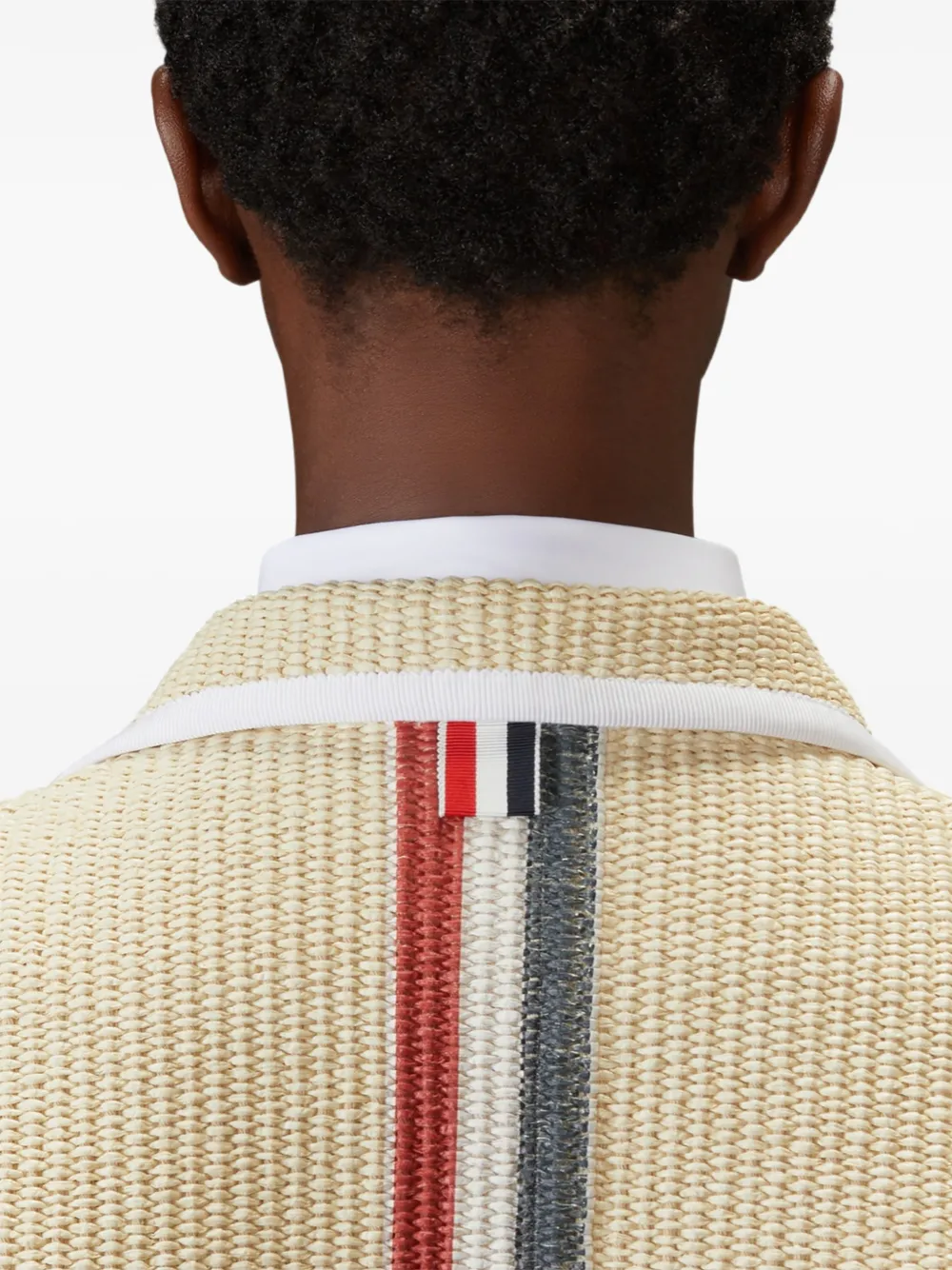 Thom Browne Blazer met streep en raffia-effect Beige