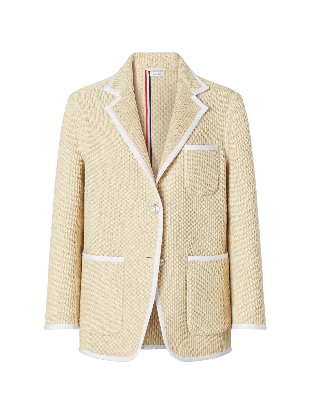 Thom Browne Gestreifter Blazer mit Raffiabast-Effekt - Nude