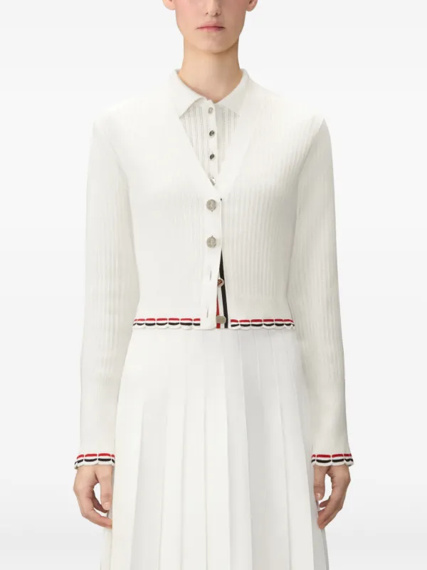 THOMBROWNE トムブラウン コットンポインテール カーディガン 白 Thom