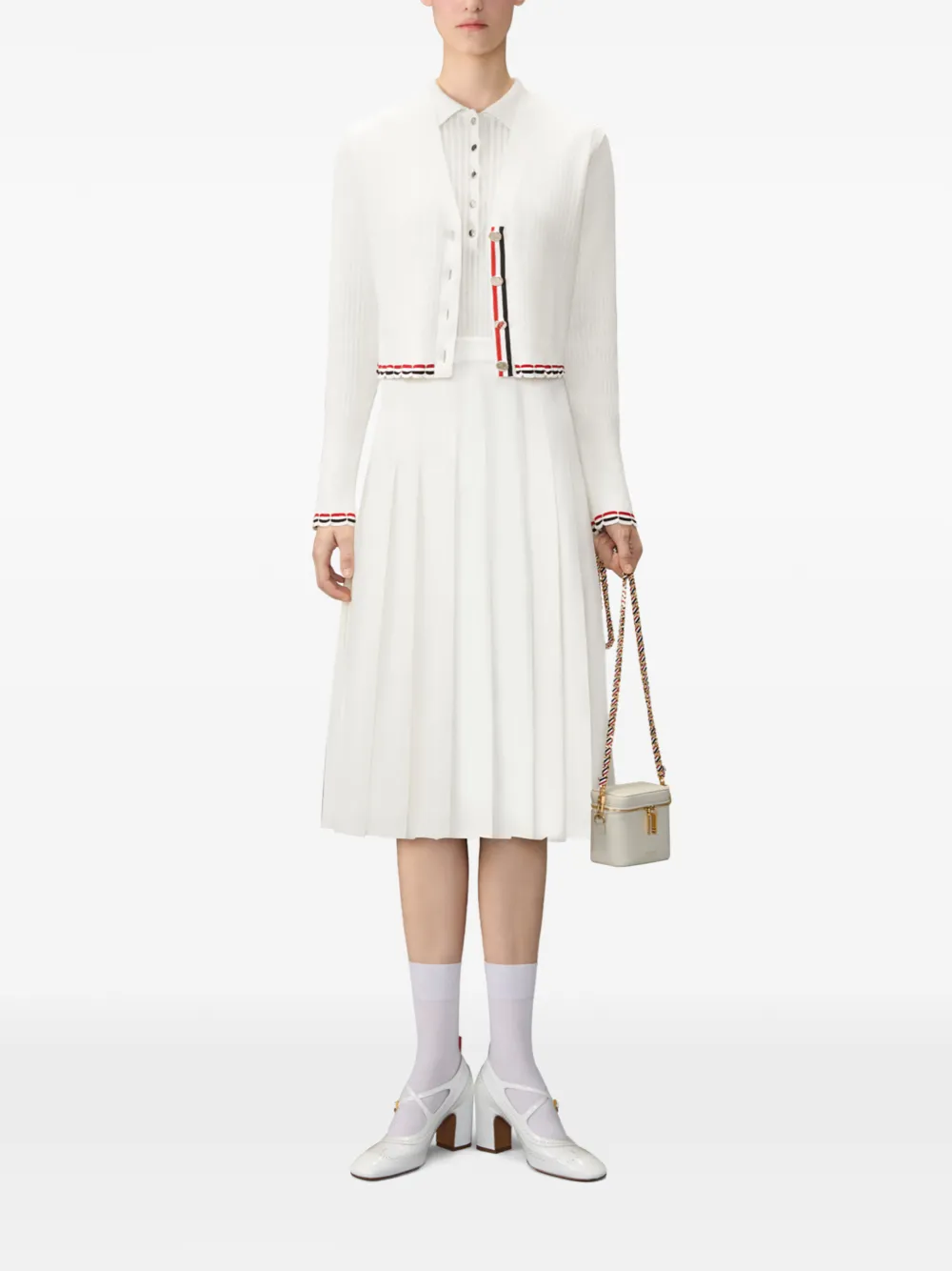 Thom Browne Pointelle vest met ribstiksel Wit