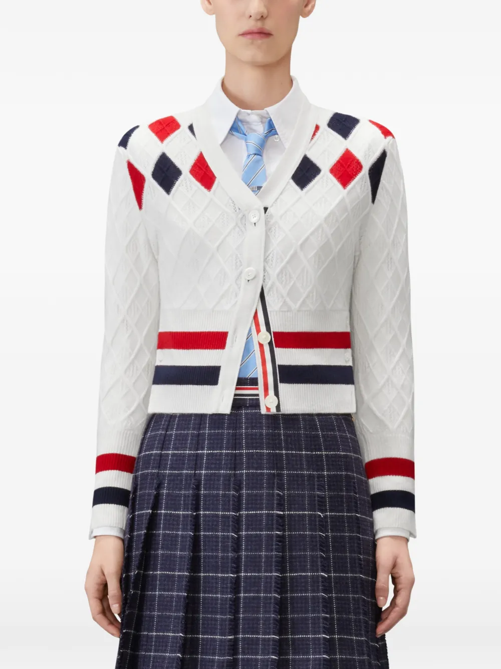 Thom Browne Vest met argyle patroon Wit