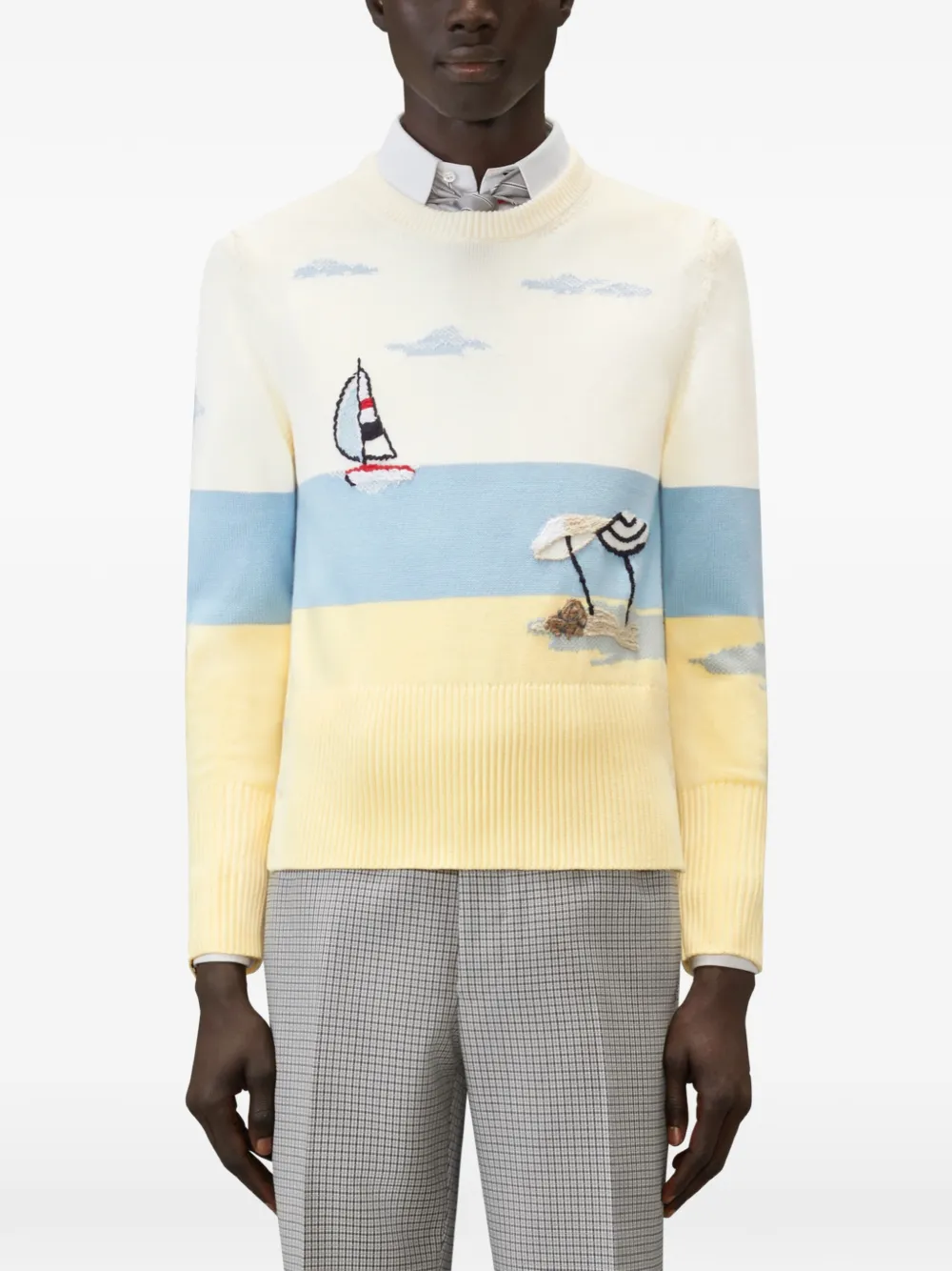 Thom Browne Nantucket trui met schilderachtig intarsia Wit