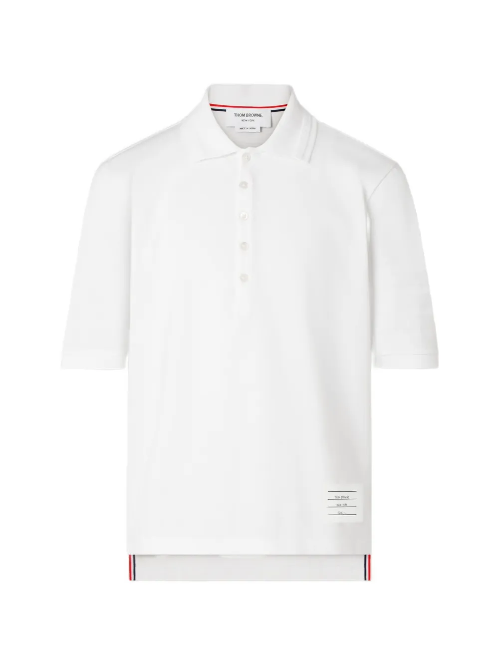 Thom Browne Polo Ottoman a maniche corte - Bianco