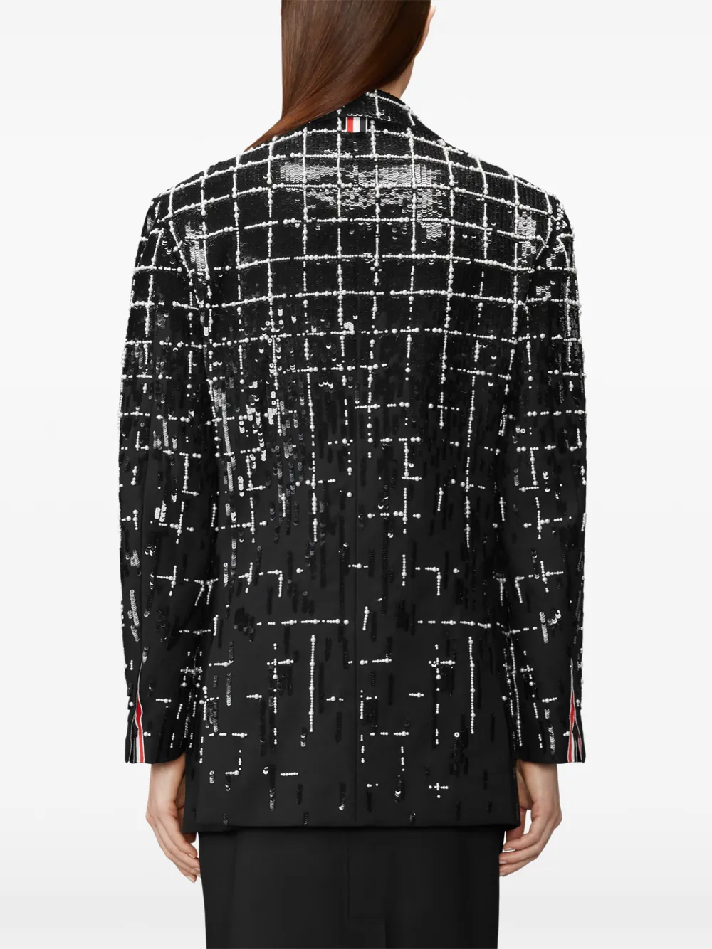 Thom Browne Windowpane blazer verfraaid met pailletten Zwart