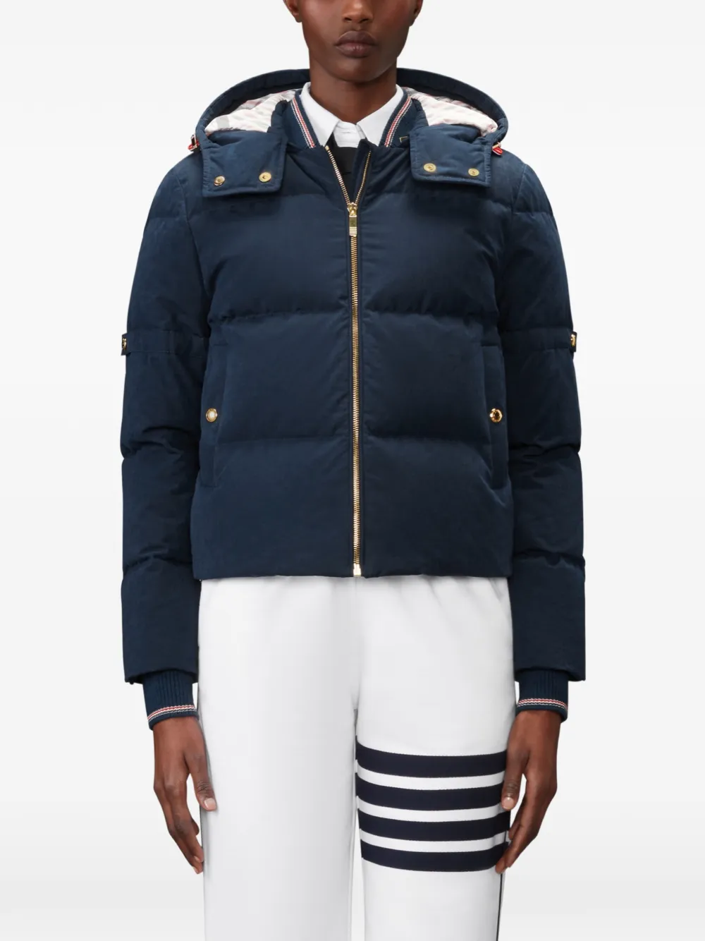 Thom Browne Gewaxt donsjack Blauw