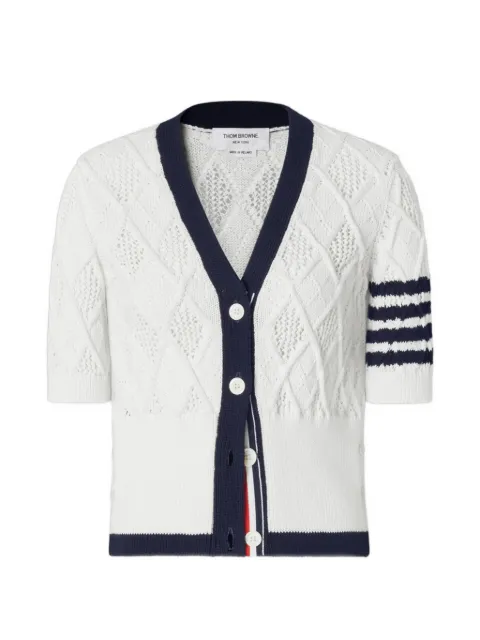 Thom Browne Argyle pointelle 4-Bar cardigan
