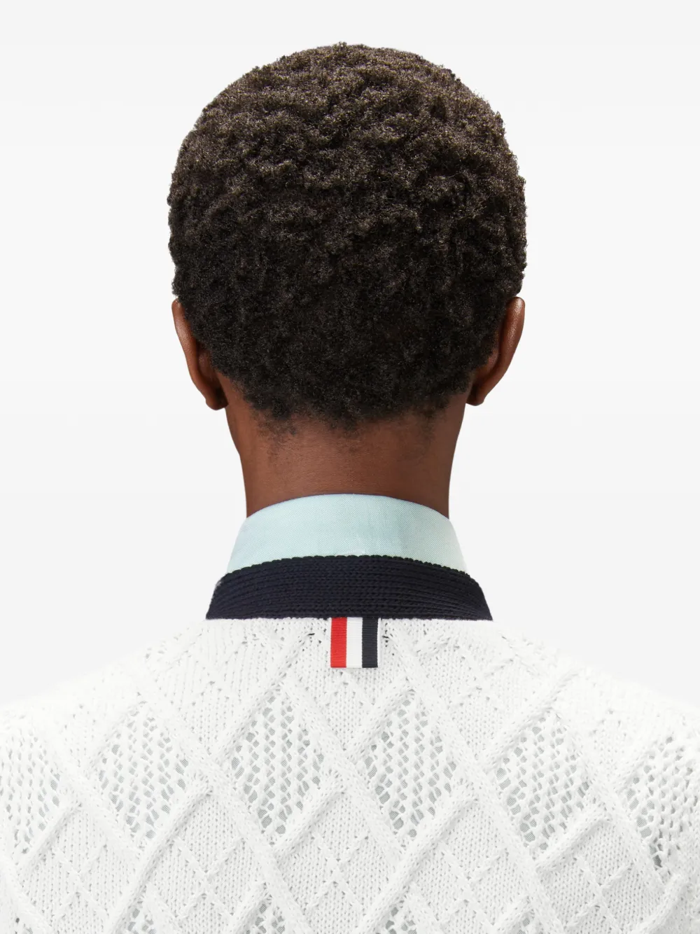 Thom Browne Argyle pointelle vest met vier strepen Wit