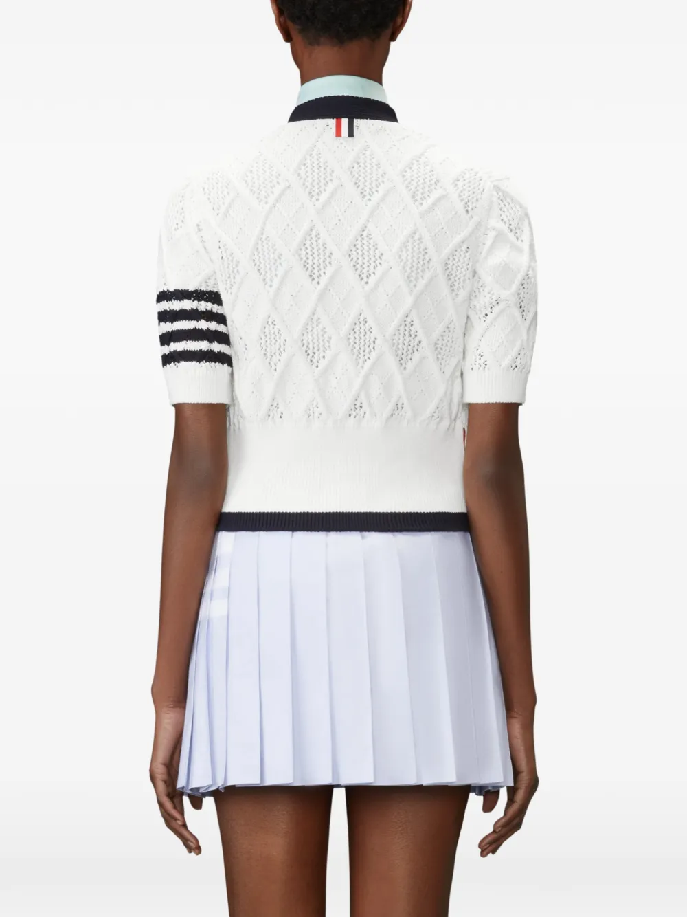 Thom Browne Argyle pointelle vest met vier strepen Wit
