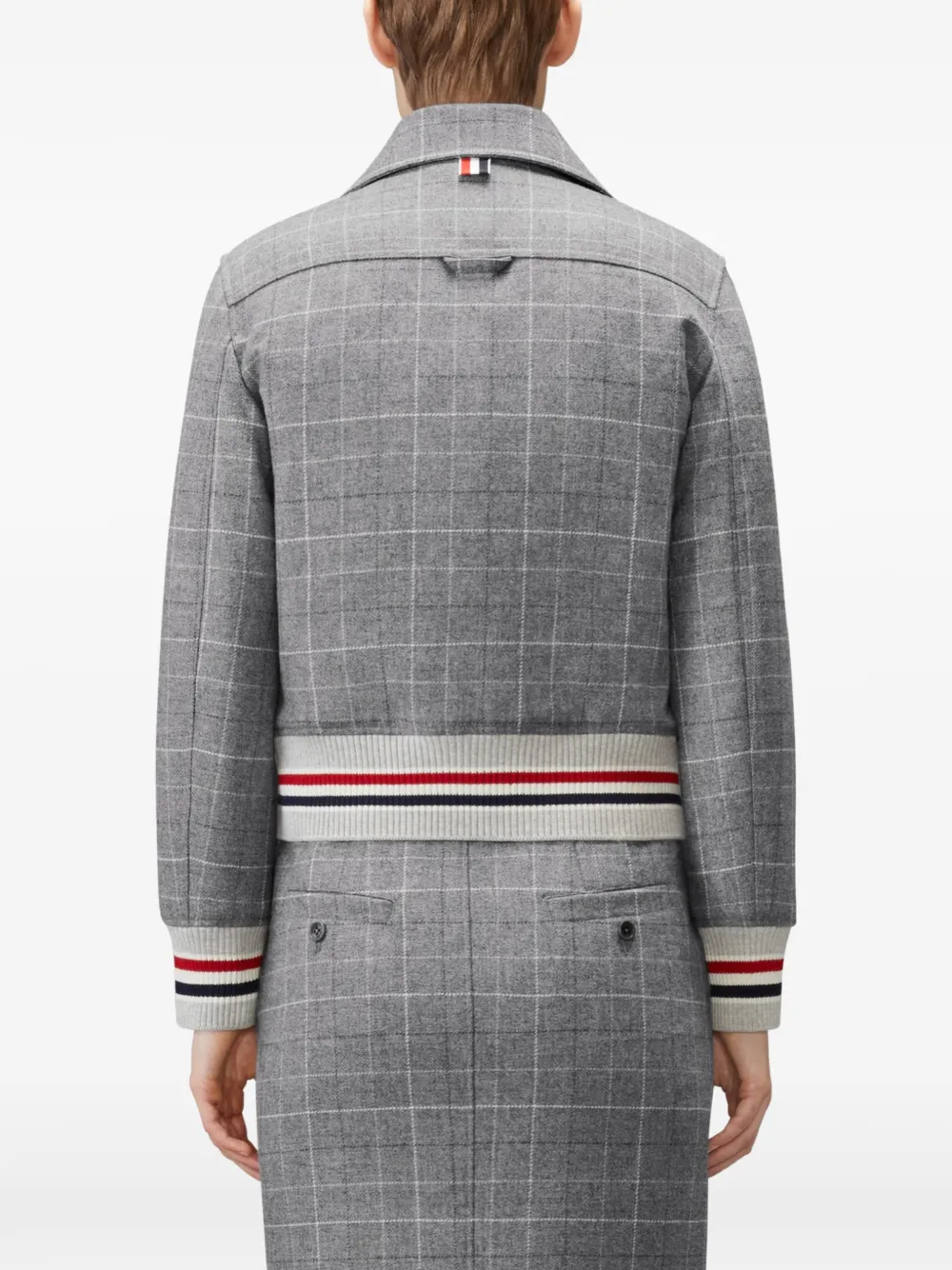 Thom Browne Windowpane tweed jack met pied-de-poule print Grijs