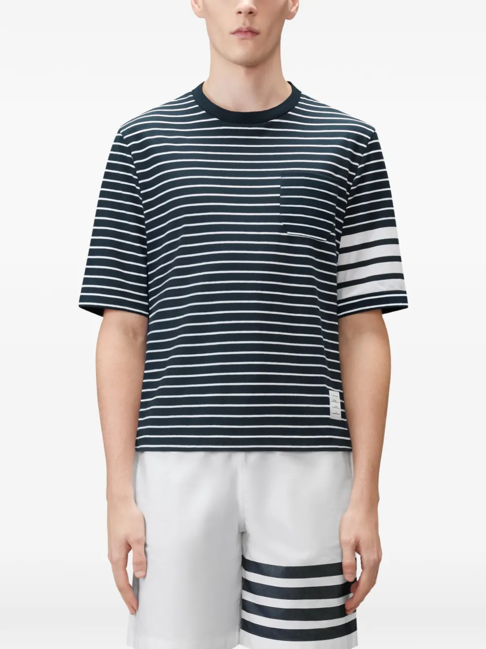 Thom Browne T-shirt met 4 strepen Blauw