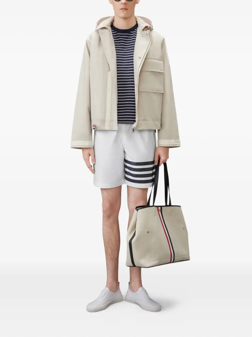 Thom Browne T-shirt met 4 strepen Blauw