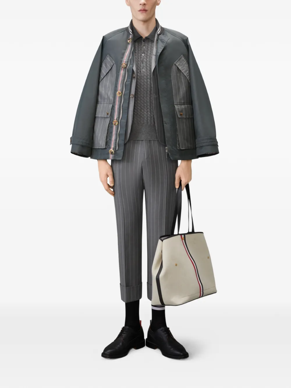 Thom Browne Poloshirt met 4 strepen Grijs