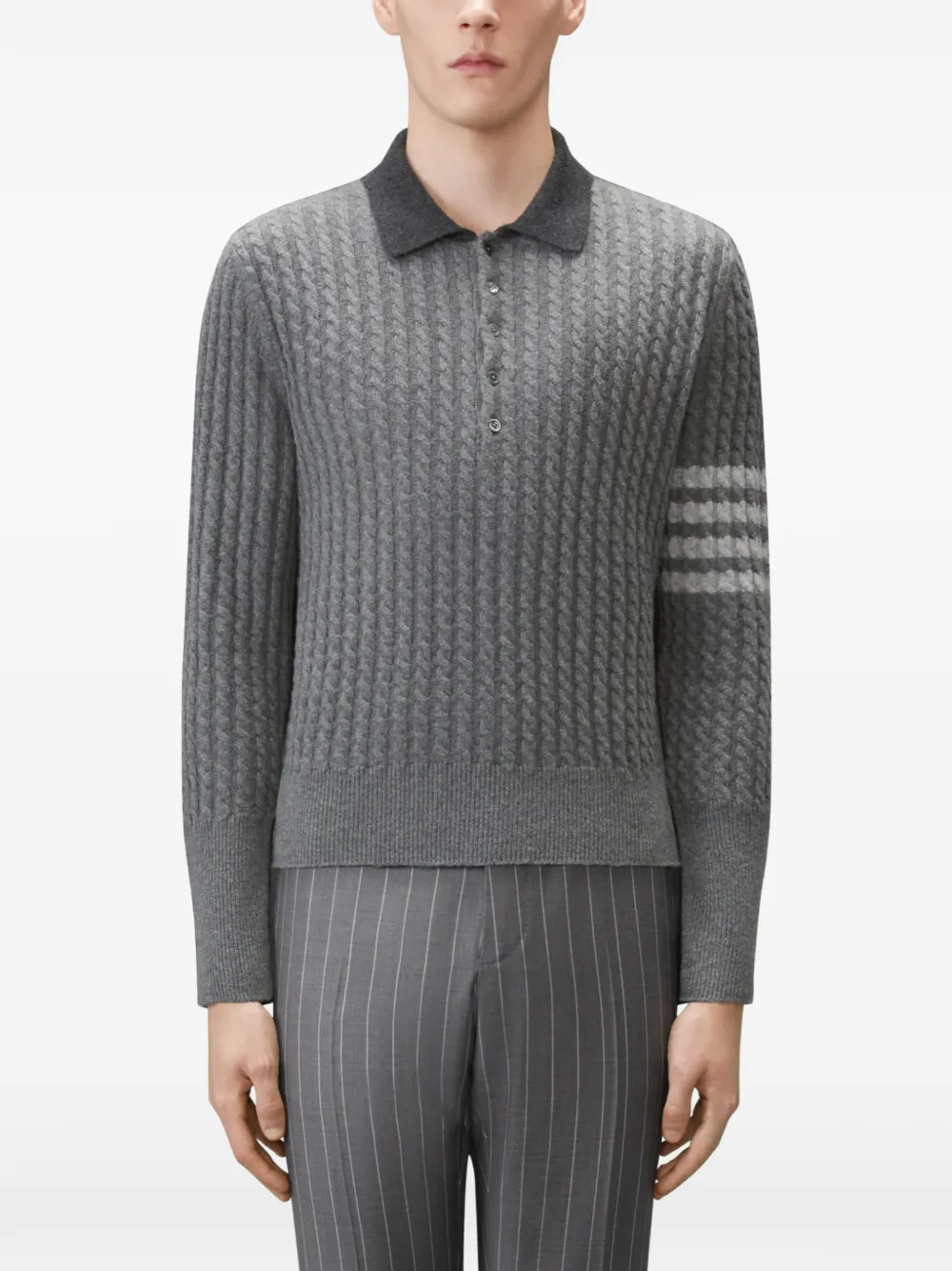 Thom Browne Poloshirt met 4 strepen Grijs