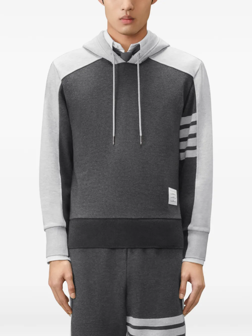 Thom Browne 4-Bar hoodie met colourblocking Grijs