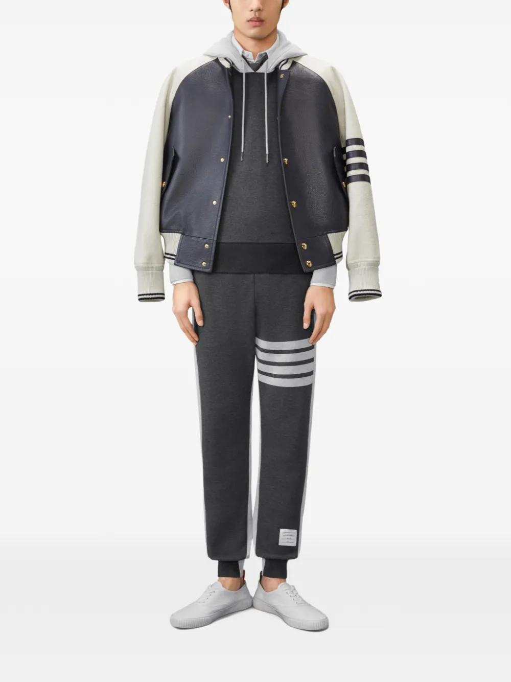 Thom Browne 4-Bar hoodie met colourblocking Grijs