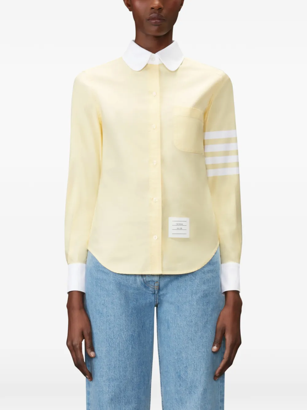 Thom Browne Oxford shirt met vier strepen Geel