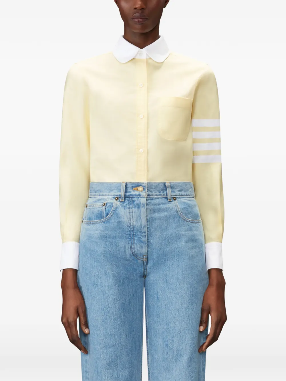 Thom Browne Oxford shirt met vier strepen Geel