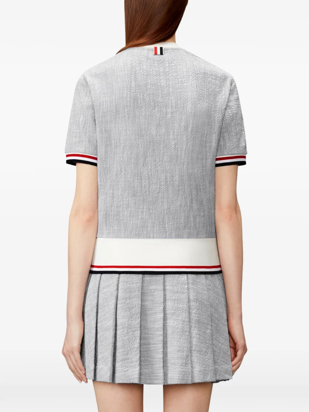 Thom Browne katoenen tweed T-shirt met RWB-streep Grijs