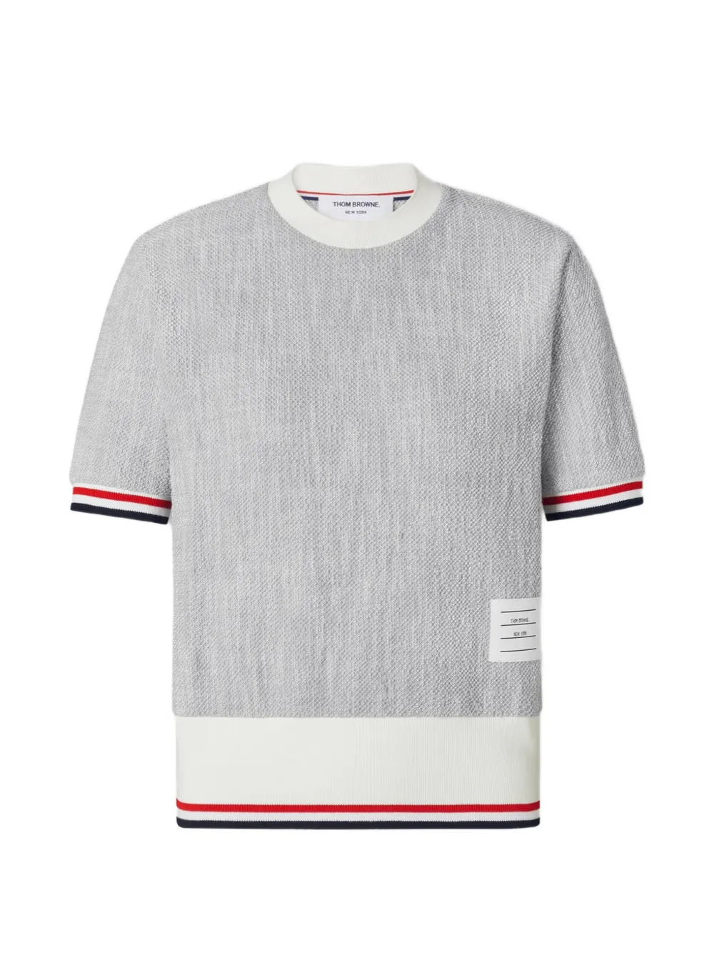 Thom Browne cotton-tweed RWB-stripe T-shirt - Grigio