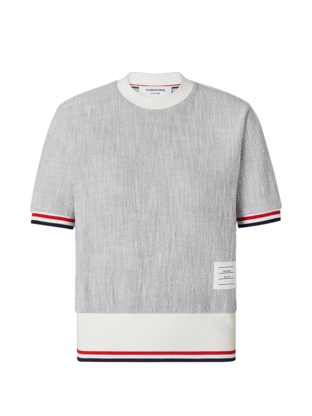 Thom Browne katoenen tweed T-shirt met RWB-streep Grijs