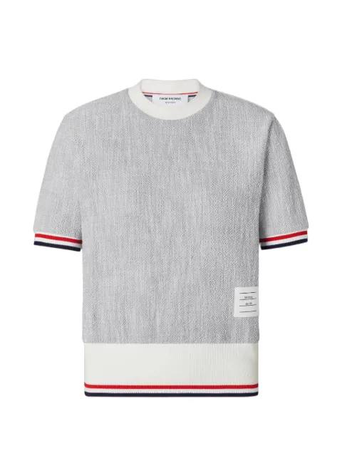 Thom Browne cotton tweed RWB cuff tee