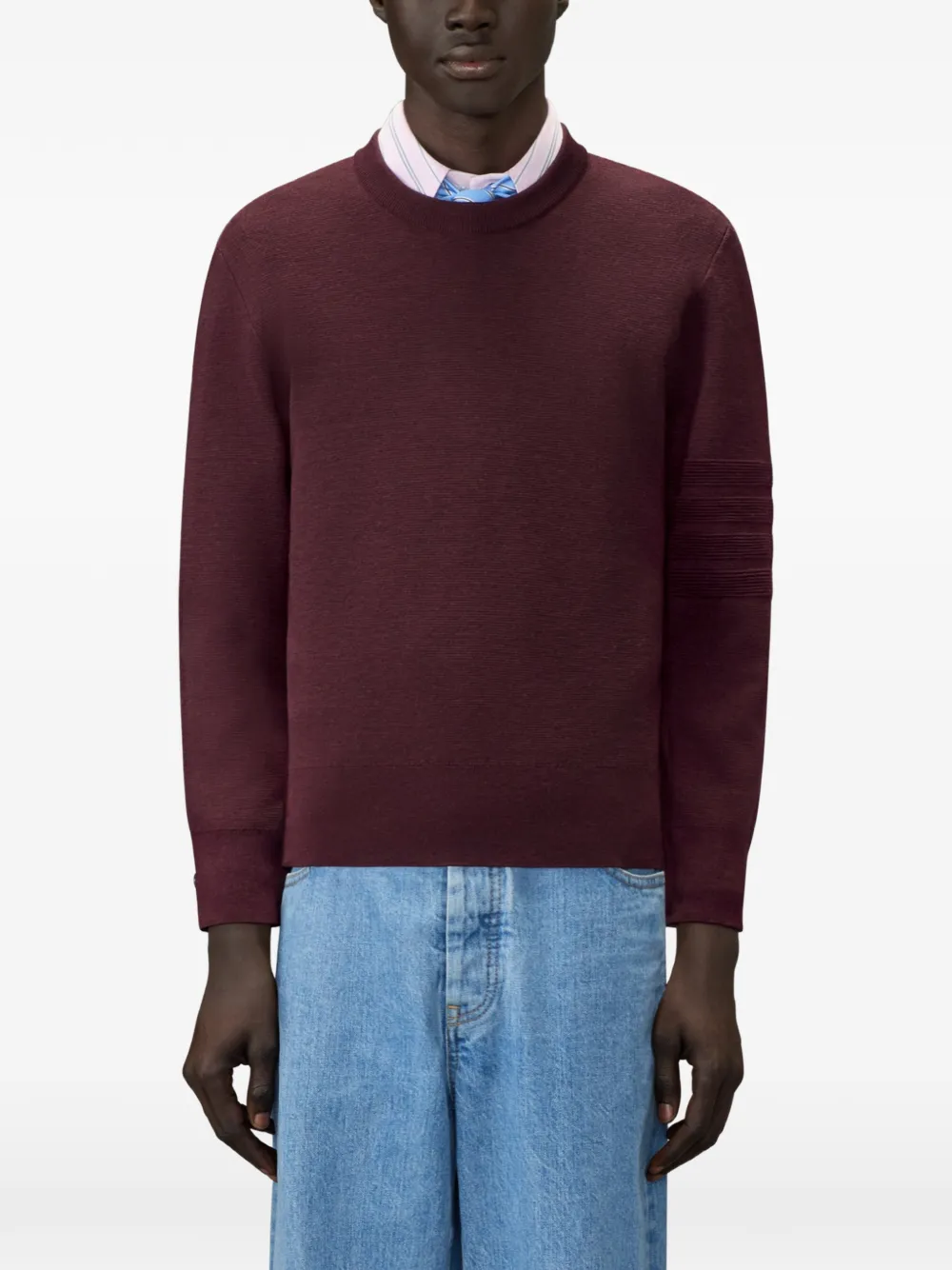 Thom Browne Trui met vier strepen en Milano stiksel Rood