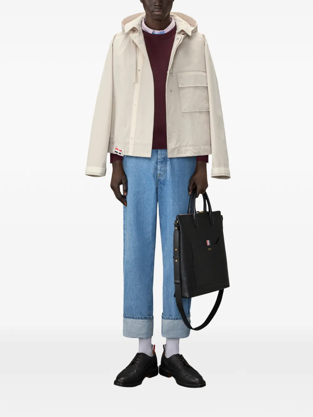 Thom Browne Trui met vier strepen en Milano stiksel Rood