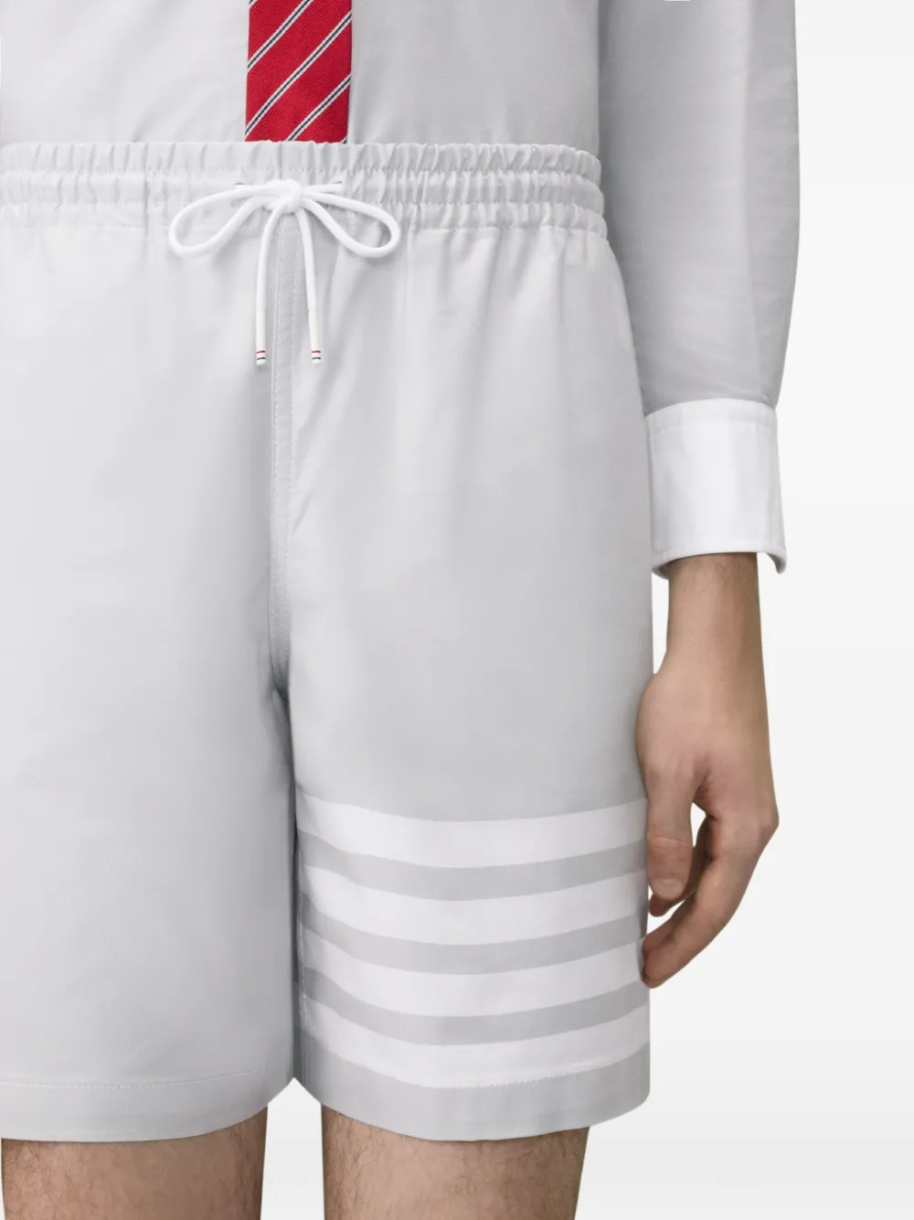 Thom Browne Oxford rugby shorts met vier strepen Grijs