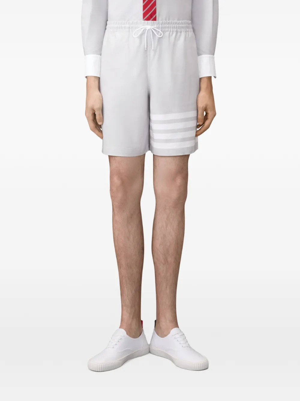Thom Browne Oxford rugby shorts met vier strepen Grijs