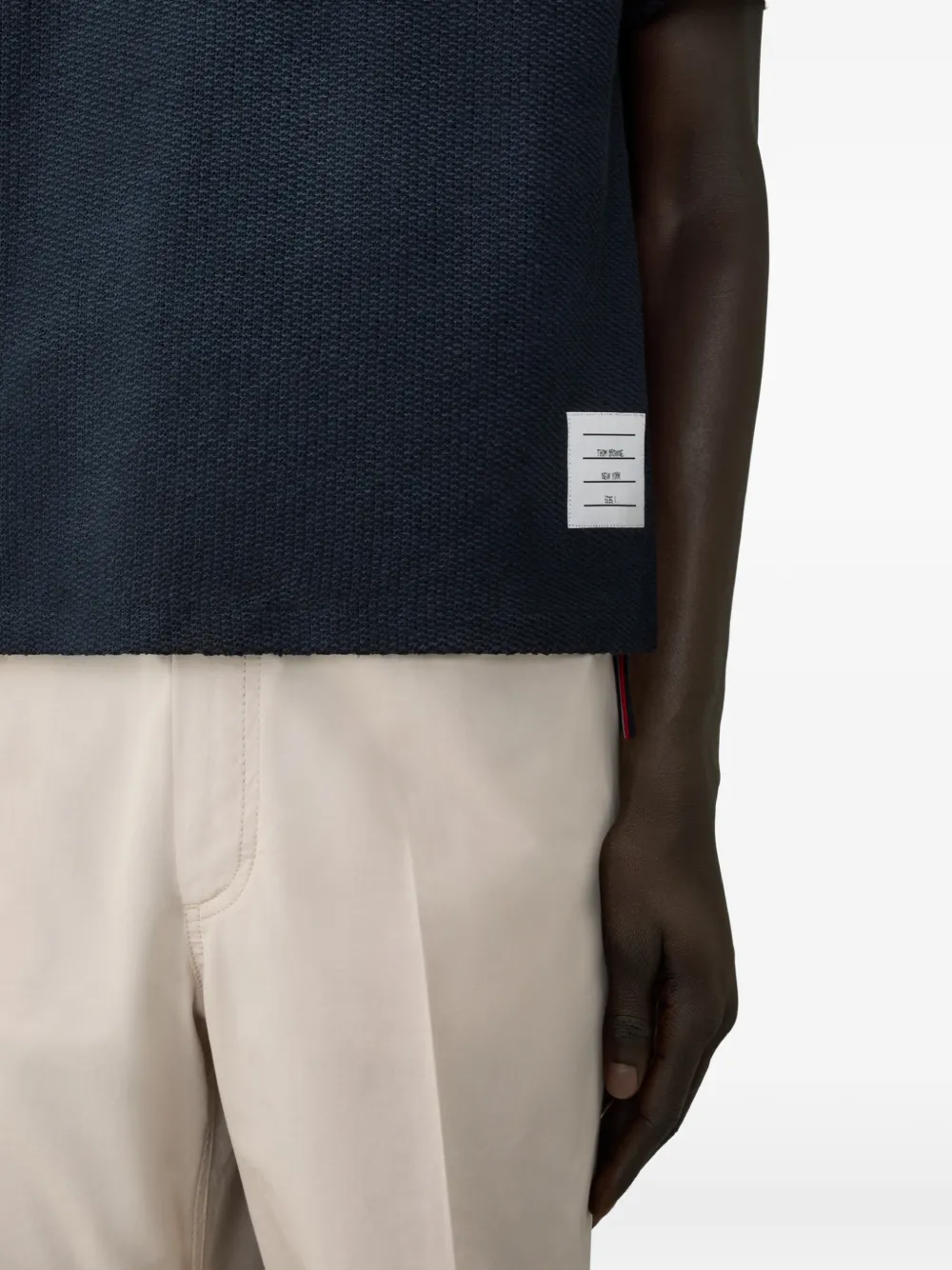 Thom Browne Poloshirt met borstzak en textuur Blauw