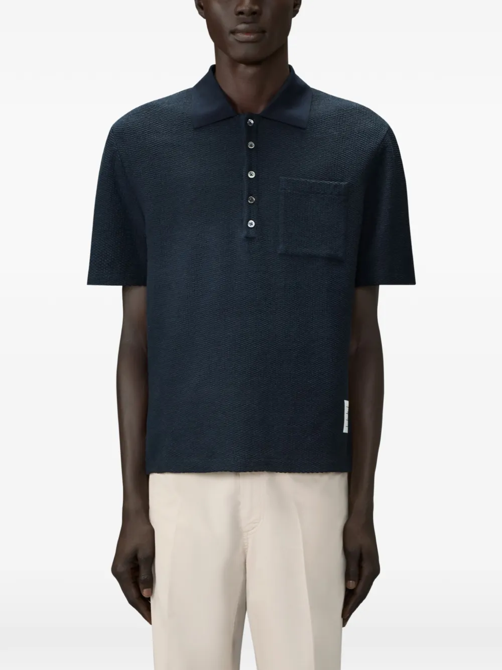 Thom Browne Poloshirt met borstzak en textuur Blauw