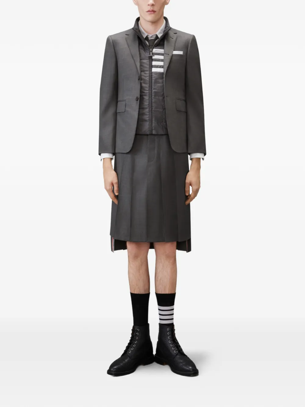 Thom Browne Ripstop gilet met vier strepen Grijs